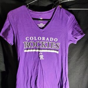 MLB Colorado Rockies Women's Purple V-Neck Tee